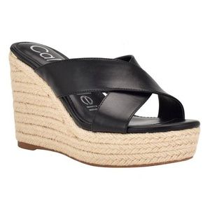 Calvin Klein Black echo slip on dress wedge sandals 8 new